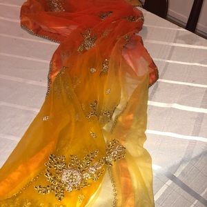 Orange patiyala Indian outfit